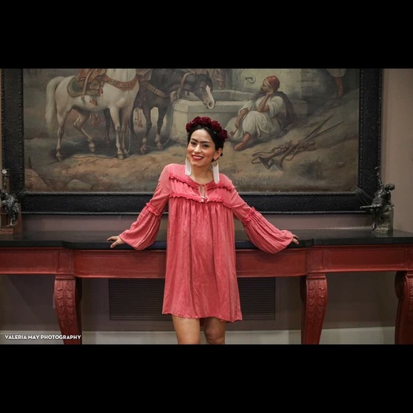 Umgee‎ Faded Red Ruffle Long Sleeve Dress - Picture 1 of 2